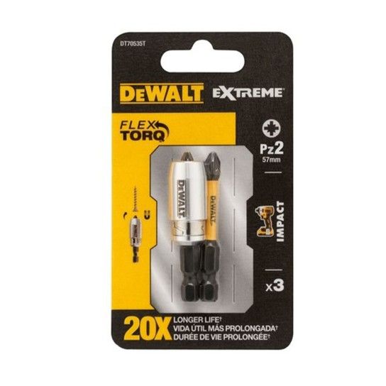 Pontas Torção de Impacto 2 x PZ2 e Adaptador Magnético com Bloqueio Dewalt Pontas Torção de Impacto 2 x PZ2 e Adaptador Magnético com Bloqueio Dewalt