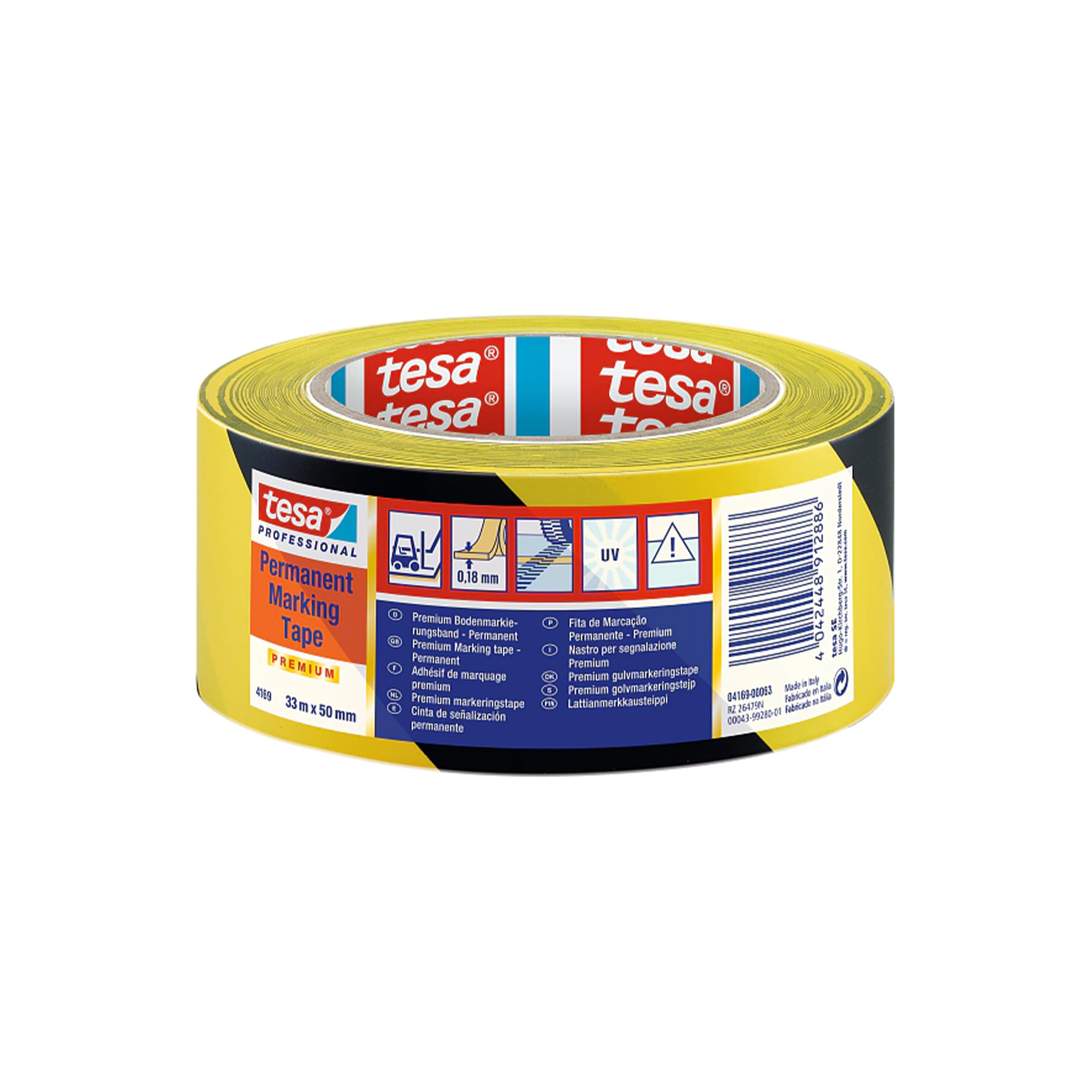 Fita Adesiva de Marcação em PVC 4169 Tesa 33mx50mm Amarelo Fita Adesiva de Marcação em PVC 4169 Tesa 33mx50mm Amarelo