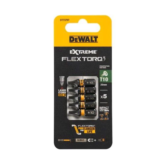 Pontas Tor��o de Impacto TORX Flextorq Dewalt 5 Unidades (T10 50mm)