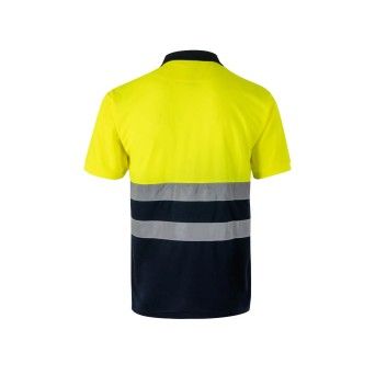 Polo Bicolor Manga Curta AV 305504 Velilla (Tamanho L.Azul Marinho/Amarelo Fluorescente)