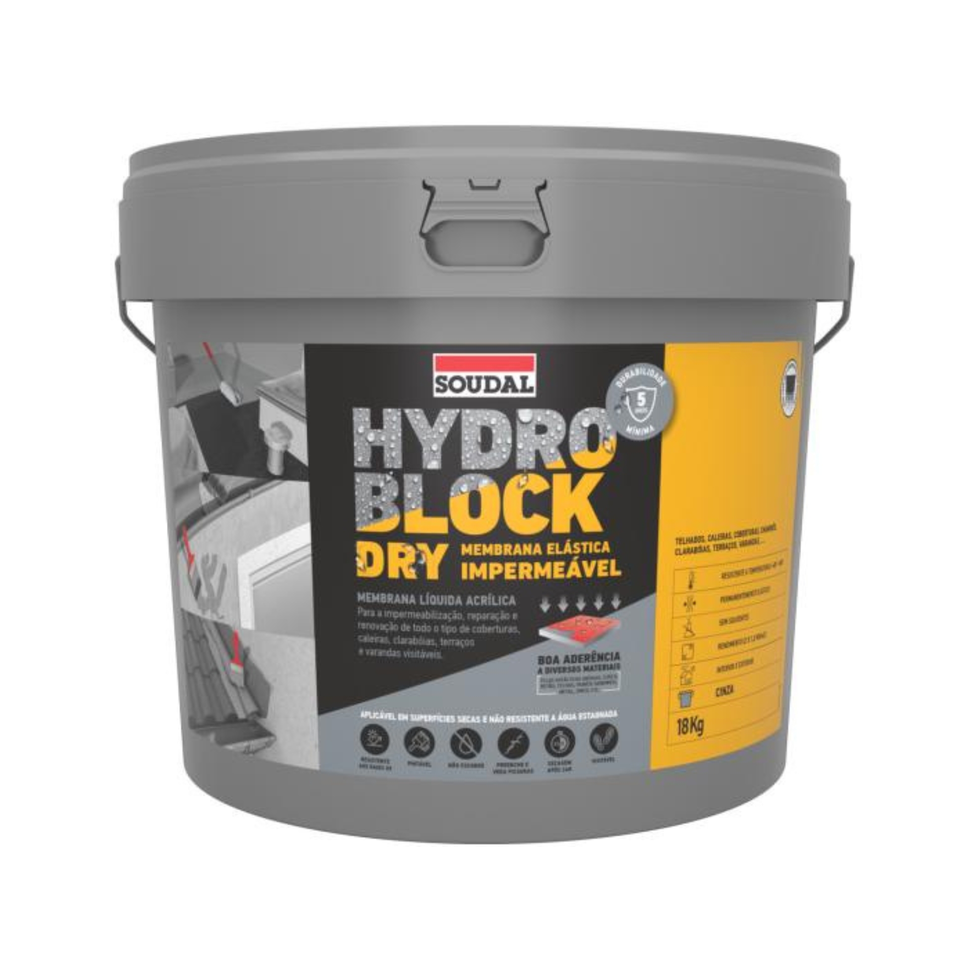 Membrana Imperme�vel Hydro Block Dry Soudal (Terracota.18kg)