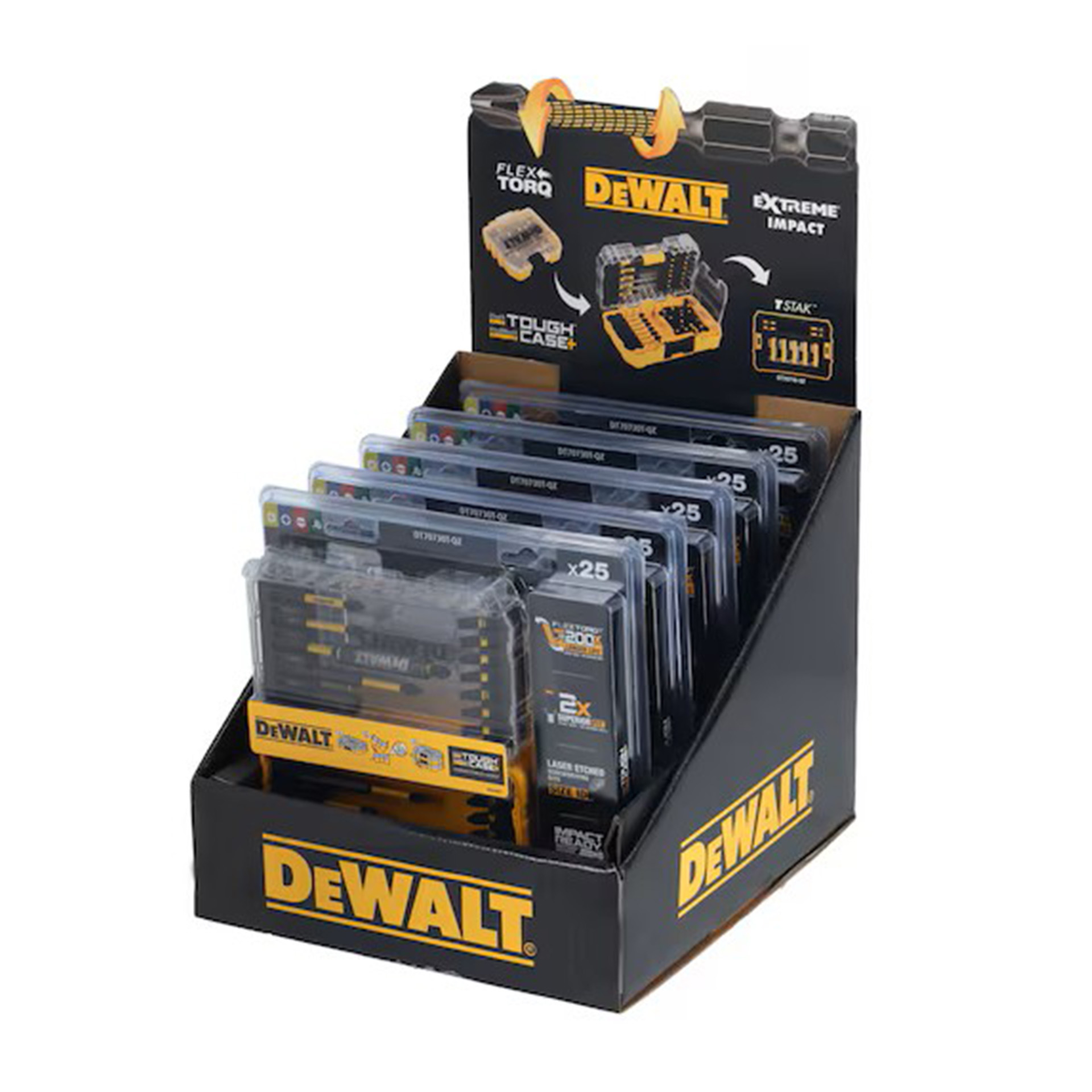 Toughcase de 25 Peças para Aparafusamento Flextorq Dewalt Toughcase de 25 Peças para Aparafusamento Flextorq Dewalt