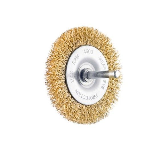 Escova Circular com Espig�o 6 mm G60 em A�o Latonado 60 mm SIT