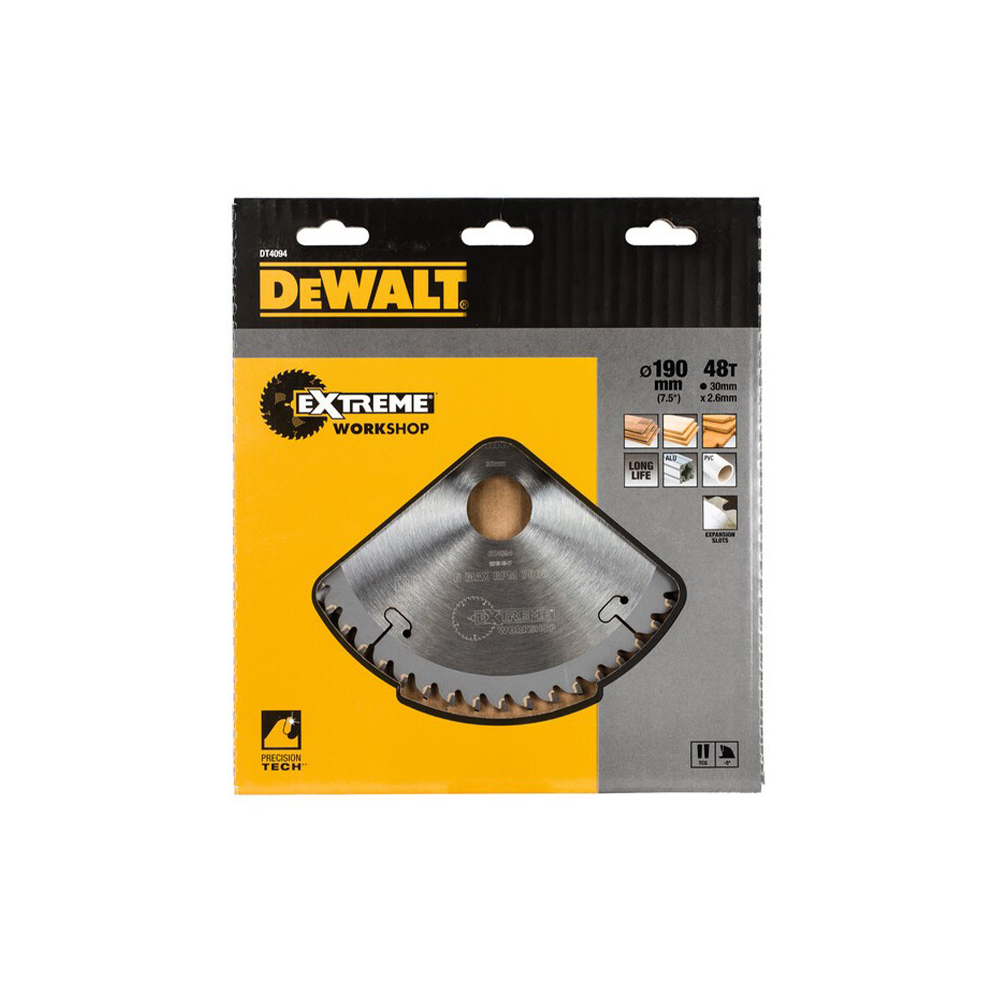 L�mina para Serra Circular Port�til 190x30mm 48 dentes TCG -5� Dewalt DT4094-QZ