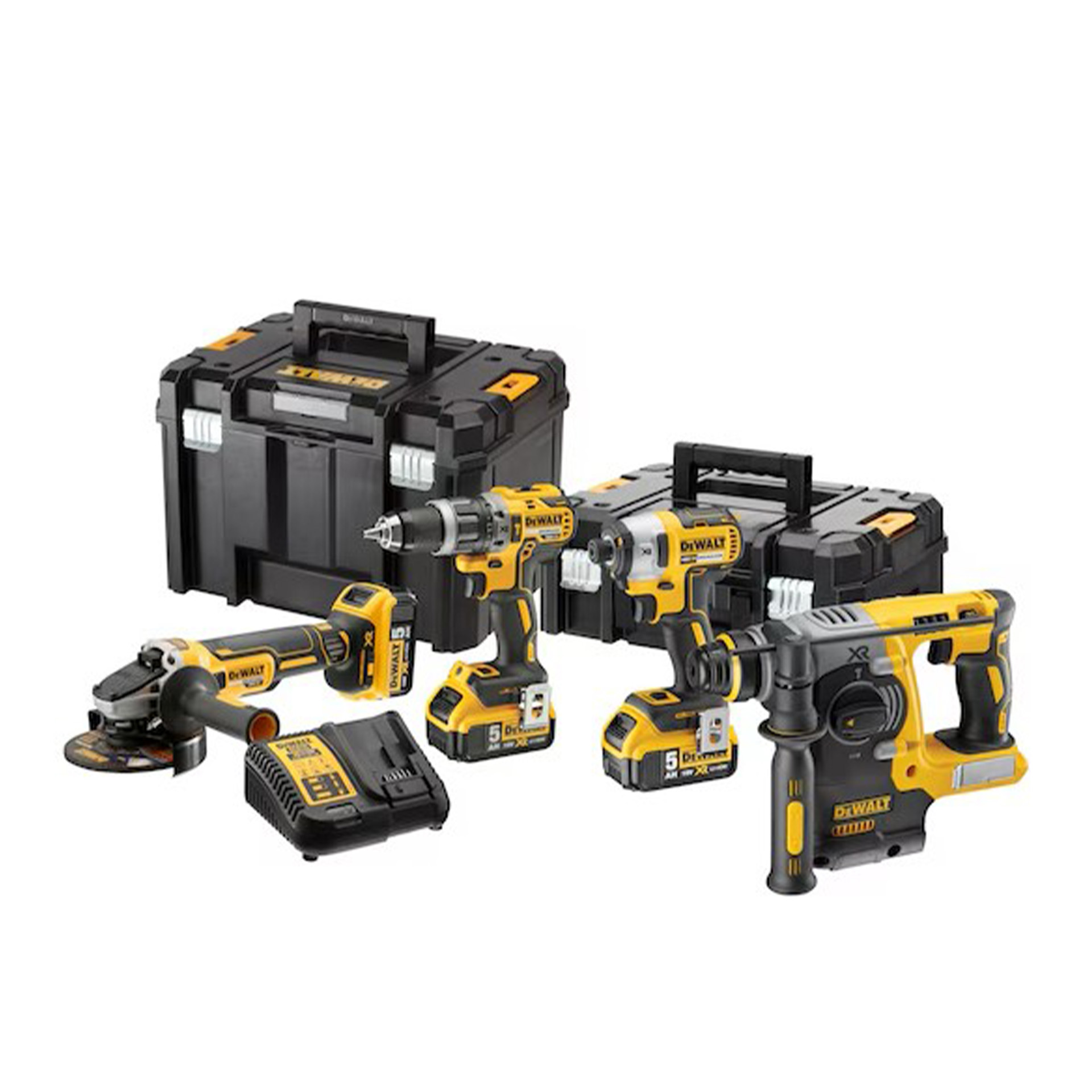 KIT XR 18V Dewalt DCK422P3T-QW Berbequim + Aparafusadora + Rebarbadora + Martelo + 3 Baterias KIT XR 18V Dewalt DCK422P3T-QW Berbequim + Aparafusadora + Rebarbadora + Martelo + 3 Baterias