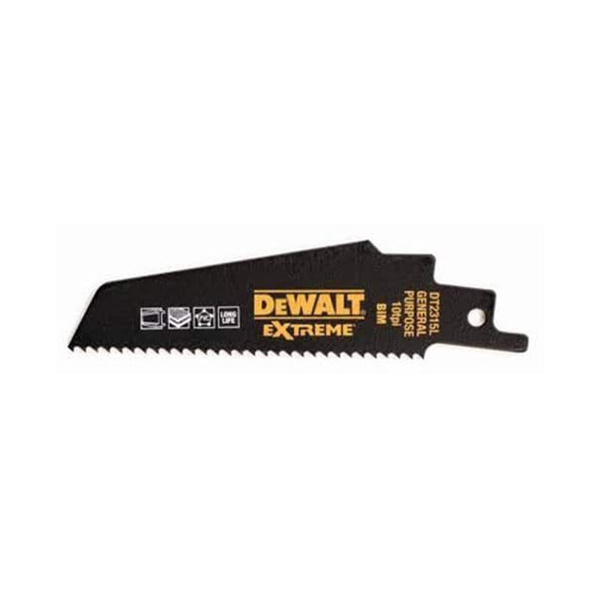 Lâminas de Sabre Bi-Metal Extreme para Utilização Geral 100x10mm Dewalt 5 Unidades Lâminas de Sabre Bi-Metal Extreme para Utilização Geral 100x10mm Dewalt 5 Unidades
