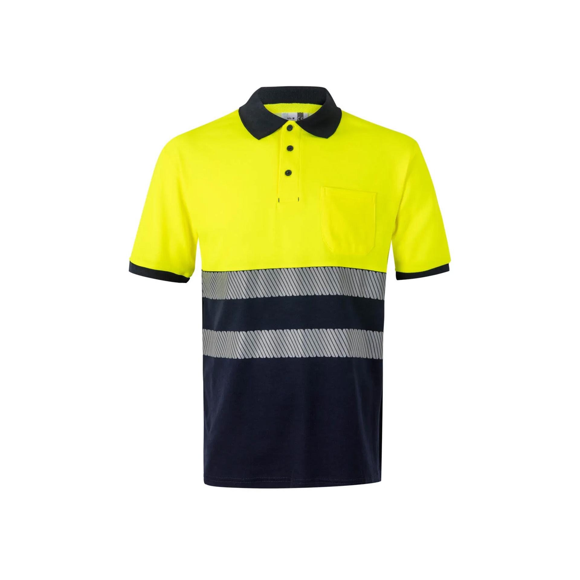 Polo Algodão Bicolor Manga Curta Faixas Refletoras 305523 Velilla (Tamanho L.Azul Navy/Amarelo) Polo Algodão Bicolor Manga Curta Faixas Refletoras 305523 Velilla (Tamanho L.Azul Navy/Amarelo)