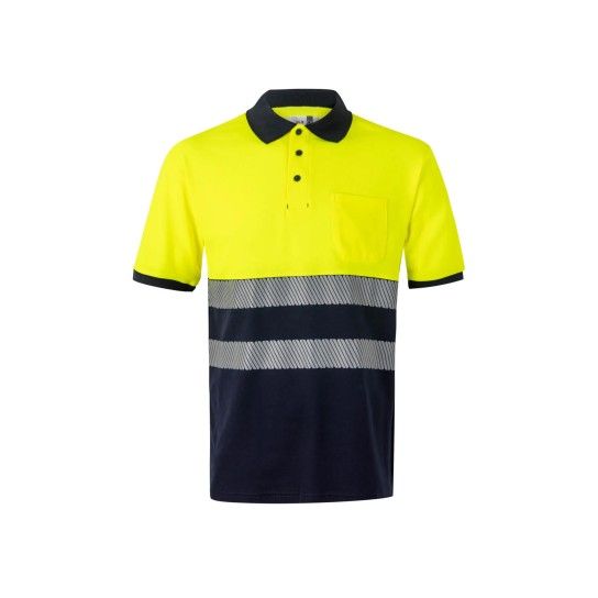 Polo Algodão Bicolor Manga Curta Faixas Refletoras 305523 Velilla (Tamanho L.Azul Navy/Amarelo) Polo Algodão Bicolor Manga Curta Faixas Refletoras 305523 Velilla (Tamanho L.Azul Navy/Amarelo)
