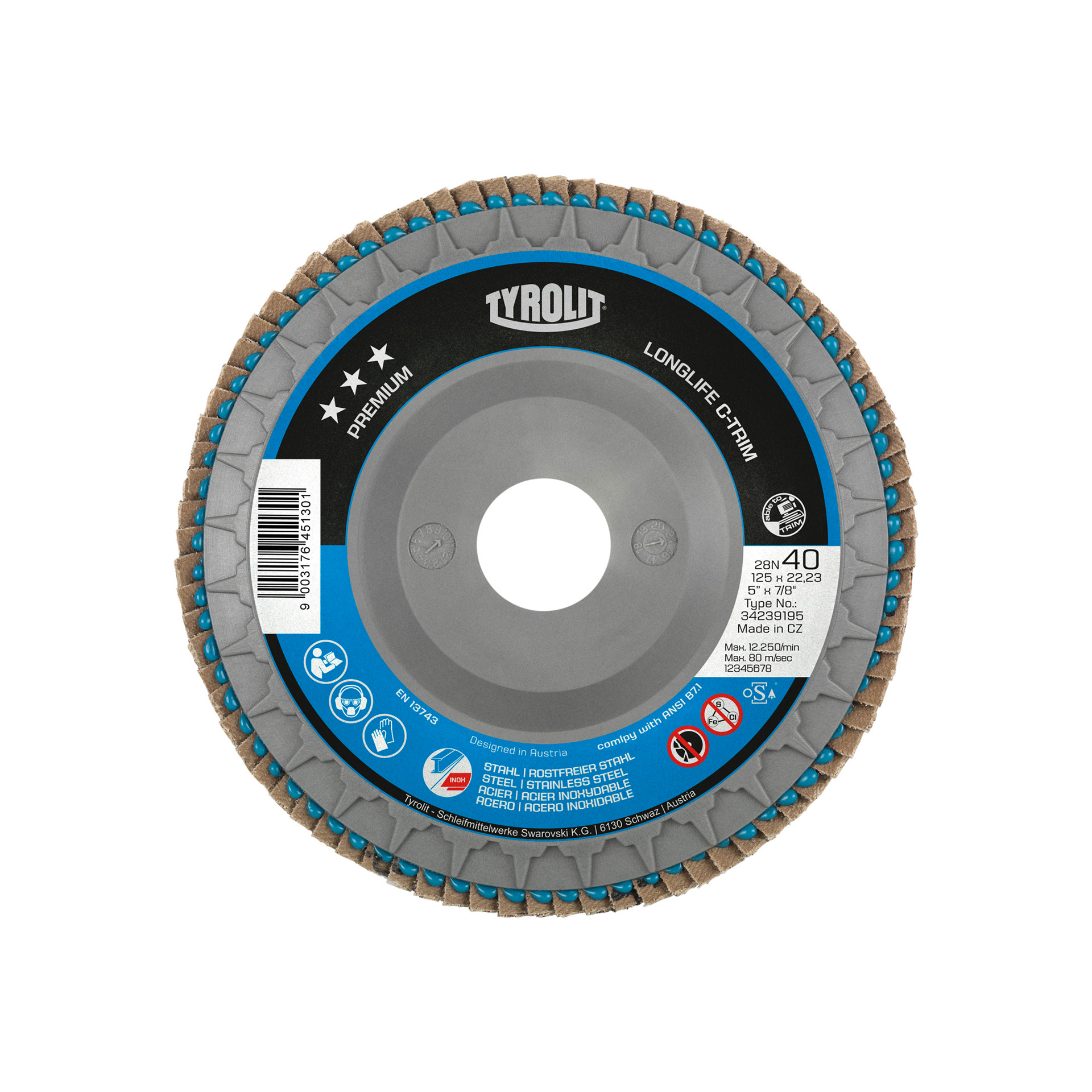 Disco de Lamelas C-Trim Tyrolit 28N ZA40T-B (115x22,23) Disco de Lamelas C-Trim Tyrolit 28N ZA40T-B (115x22,23)